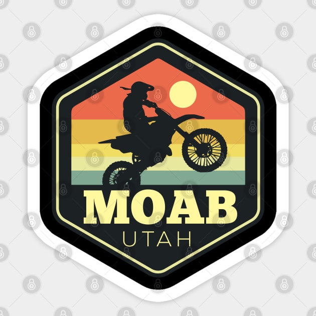 Moab Dirt Bike Hexagon Vintage Sunset Sticker by DetourShirts